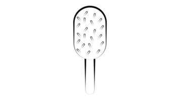 ice cream on a stick on a white background, vector illustration. black and white ice cream with nuts. in the style of a pencil drawing. sweet milk dessert for children and adults