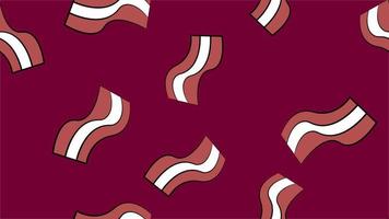 Seamless pattern with bacon strips on teal background. Vector texture