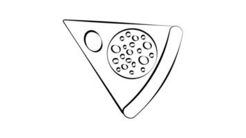 Triangle pizza slice with fresh vegetables and crispy crust. Tasty fast food. Flat vector element for cafe or pizzeria menu