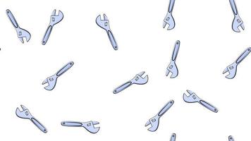 Texture, seamless abstract pattern of building metal plumbing plumbing sliding wrenches for repair on a white background. Vector illustration