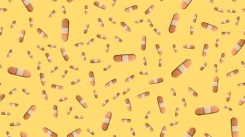 Endless seamless pattern of medical medical scientific objects of disinfecting beige adhesives for the treatment of wounds and cuts on a yellow background. Vector illustration