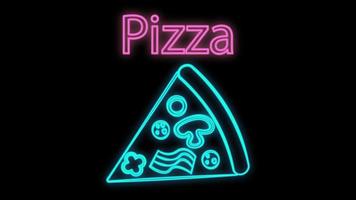 Glowing Neon Effect Pizza Icon. Outline Symbol Collection vector