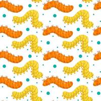 Vector pattern with yellow and orange caterpillars