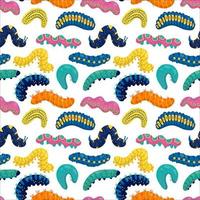 Vector pattern with bright different caterpillars