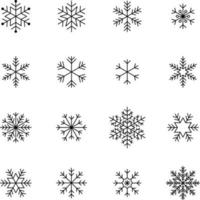 diseños de diseño de patrones de copos de nieve, variaciones de iconos congelados de invierno, patrón de feliz navidad vector