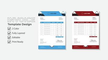 modern corporate business invoice, price list or money receipt template design vector