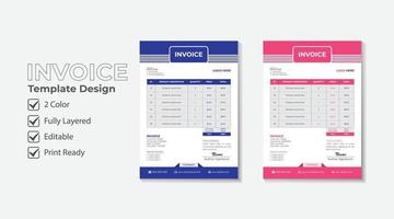 modern corporate business 2 color  invoice, price list or money receipt template design vector