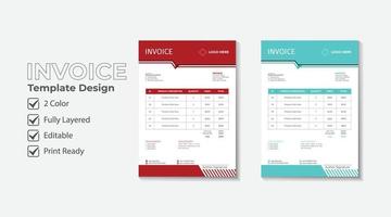 modern corporate business 2 color  invoice, price list or money receipt template design vector