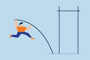 Business goal achievement. successful confident businessman leader jumping pole vault vector