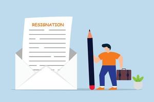 Professional write resignation letter to quit job. businessman professional with pen writing resignation email. vector