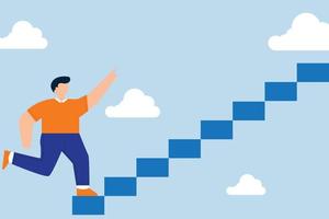 Ladder of success. businessman climb up stair way to success. vector