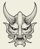 isolated demon mask with monochrome style vector