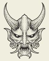 isolated demon mask with monochrome style vector