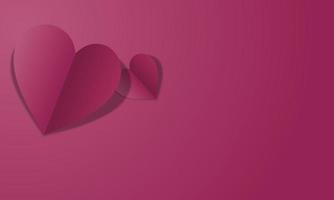 Purple happy valentine day with paper heart background. vector