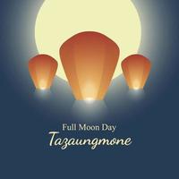 Full Moon Day of Tazaungmone background. vector