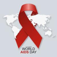 Realistic world aids day background with hearth map. Vector. vector