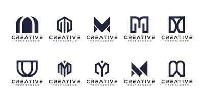 Set letter m monogram logo design vector