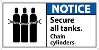 Notice Sign Secure All Tanks, Chain Cylinders vector