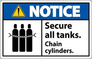 Notice Sign Secure All Tanks, Chain Cylinders vector