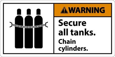 Warning Sign Secure All Tanks, Chain Cylinders vector