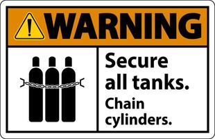 Warning Sign Secure All Tanks, Chain Cylinders vector