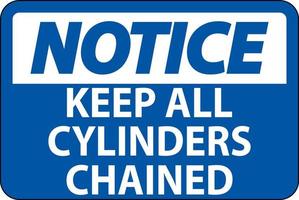 Notice Sign Keep All Cylinders Chained vector