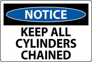 Notice Sign Keep All Cylinders Chained vector