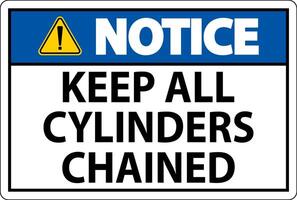 Notice Sign Keep All Cylinders Chained vector