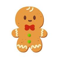 hombre de pan de jengibre aislado sobre fondo blanco. galleta de jengibre de navidad. comida de vacaciones de invierno. feliz año nuevo. feliz navidad vacaciones. ilustración vectorial vector