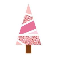 Christmas tree with of realistic pink glitter dust. Vector illustration Christmas concept. Perfect for Christmas and New Year cards.