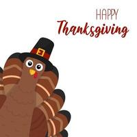 Greeting card with turkey. Happy Thanksgiving. Place for your text. Vector illustration.