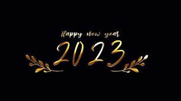 2023 Happy New Year golden text with light motion animation video