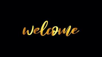 Loop Welcome golden text light effect  black background video