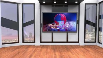 3d virtueel nieuws studio achtergrond lus video