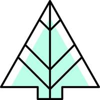 Light blue fir tree with six black lines, illustration, vector on white background.