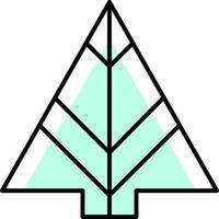 Light blue fir tree with six black lines, illustration, vector on white background.