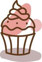 Whipped cream muffin, illustration, vector, on a white background. vector