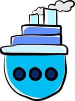 Blue ship, illustration, vector on white background.