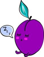 Sleeping plum, illustration, vector on white background.