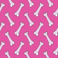 Cute white bones,seamless pattern on hot pink background. vector