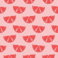 Red grapefruit , seamless pattern on a pink background. vector