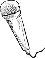 Microphone drawing, illustration, vector on white background.