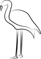 Flamingo de pie, ilustración, vector sobre fondo blanco.