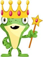 Happy frog as a king, illustration, vector on white background.