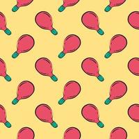 Red lightbulb,seamless pattern on yellow background. vector
