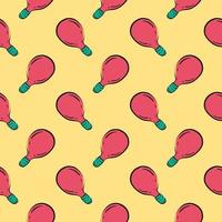 Red lightbulb,seamless pattern on yellow background. vector