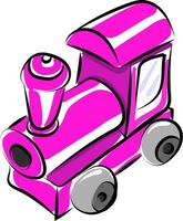 Pink train, illustration, vector on white background.