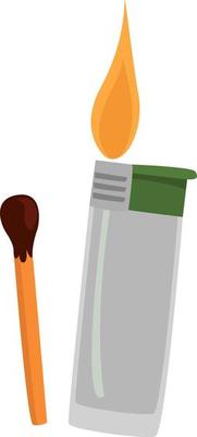 Lighter and a match ,illustration,vector on white background