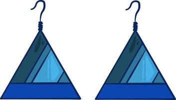 Triangle blue earrings, illustration, vector on white background.