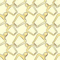 Perfume in bottle, seamless pattern on light background. vector